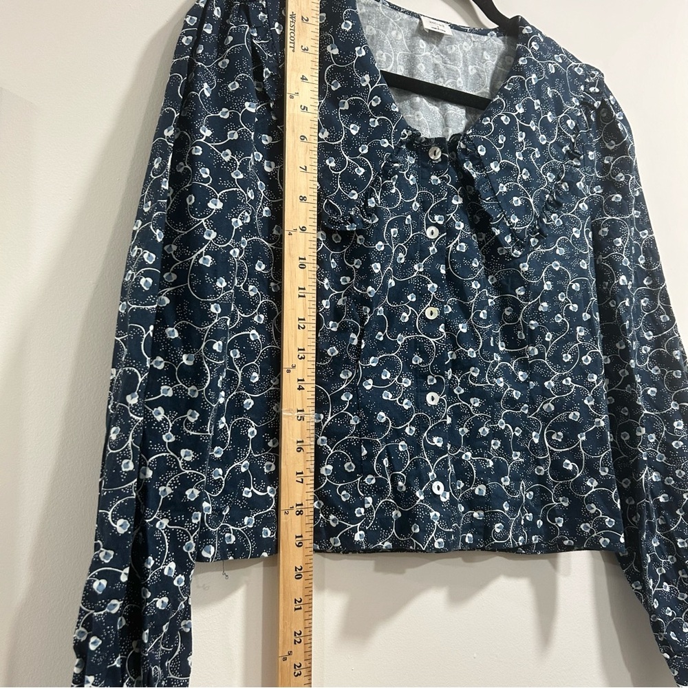 AritziaWIilfred blythe blouse ruffled prairie statement collar blue floral small - Picture 12 of 12